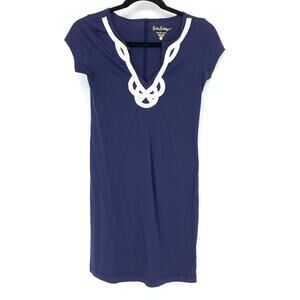 Lilly Pulitzer Womens Sz XXS Brewster T-Shirt Dress Navy Blue White